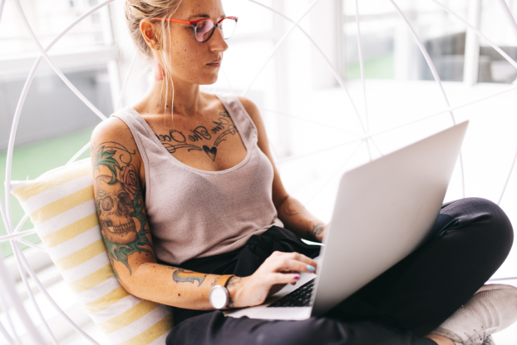 Video creator working on her digital catalogue